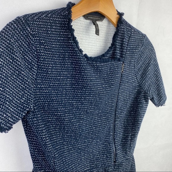 BCBGMAXAZRIA | Viviayne Blue Zip Front Peplum Top - Picture 13 of 16